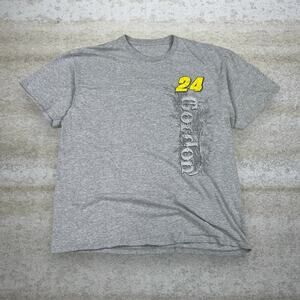 Vintage Y2K Jeff Gordon Nascar Shirt Mens L Grey Cotton Short Sleeve